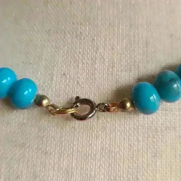 Vintage Turquoise? faux Turquoise with gold beads necklace - Picture 8 of 16
